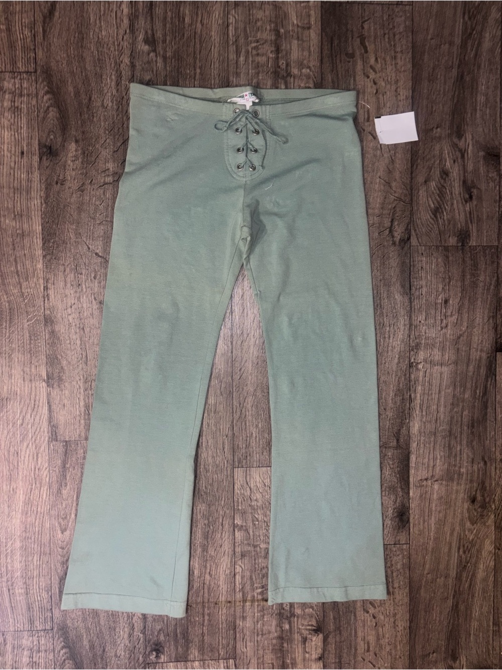 Hard Tail Mint Green Lace-Up Capris